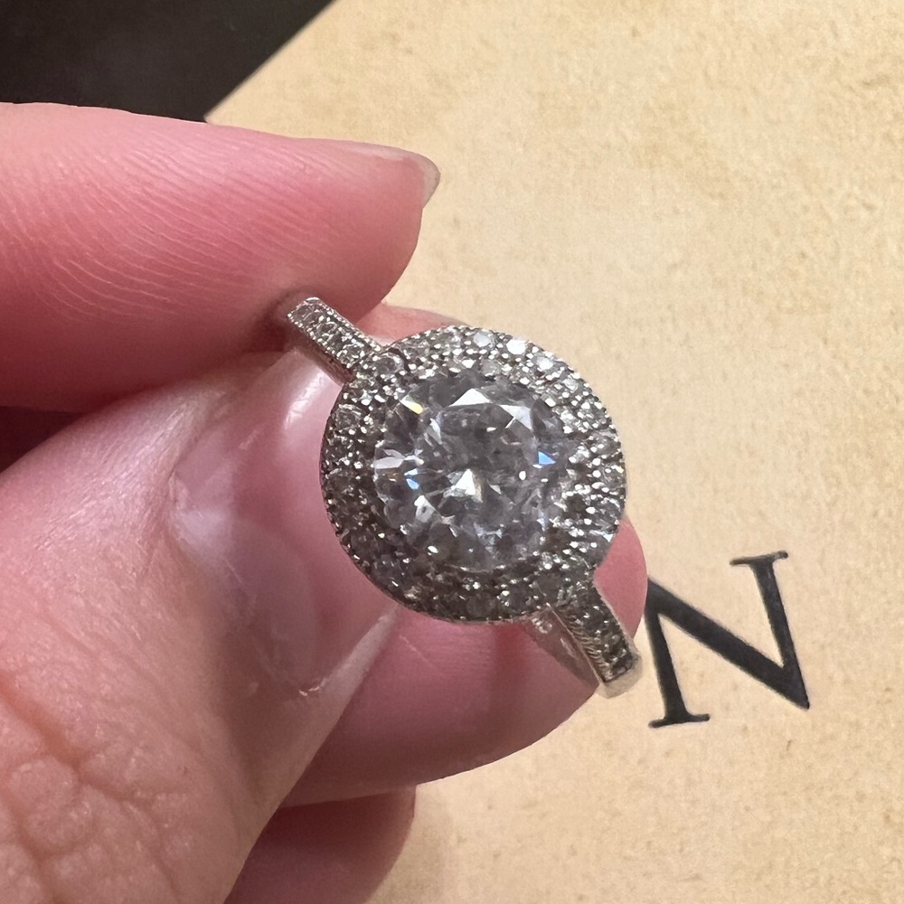 Cubic Zirconia Halo Ring (Silver)
